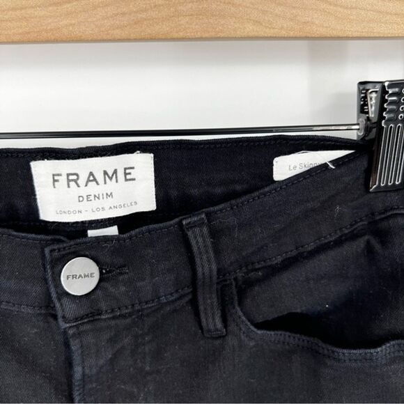 FRAME Le Skinny de Jeanne Ripped Jeans Black Size‎ 27 - Picture 4 of 12
